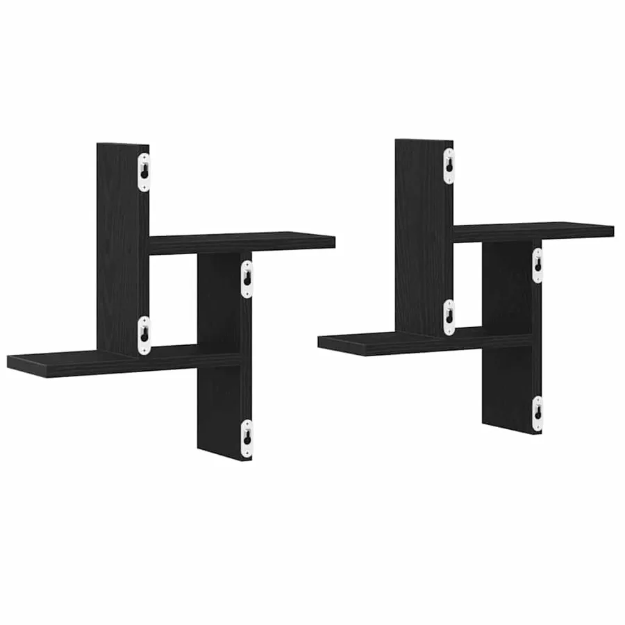 Étagères murales (lot de 2) en chêne noir 38 x 12 x 38 cm bois d'ingénierie - 7