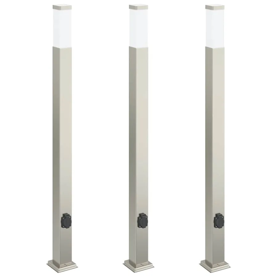 Bornes lumineuses avec sortie lot de 3 110 cm acier inoxydable IP44 - 2
