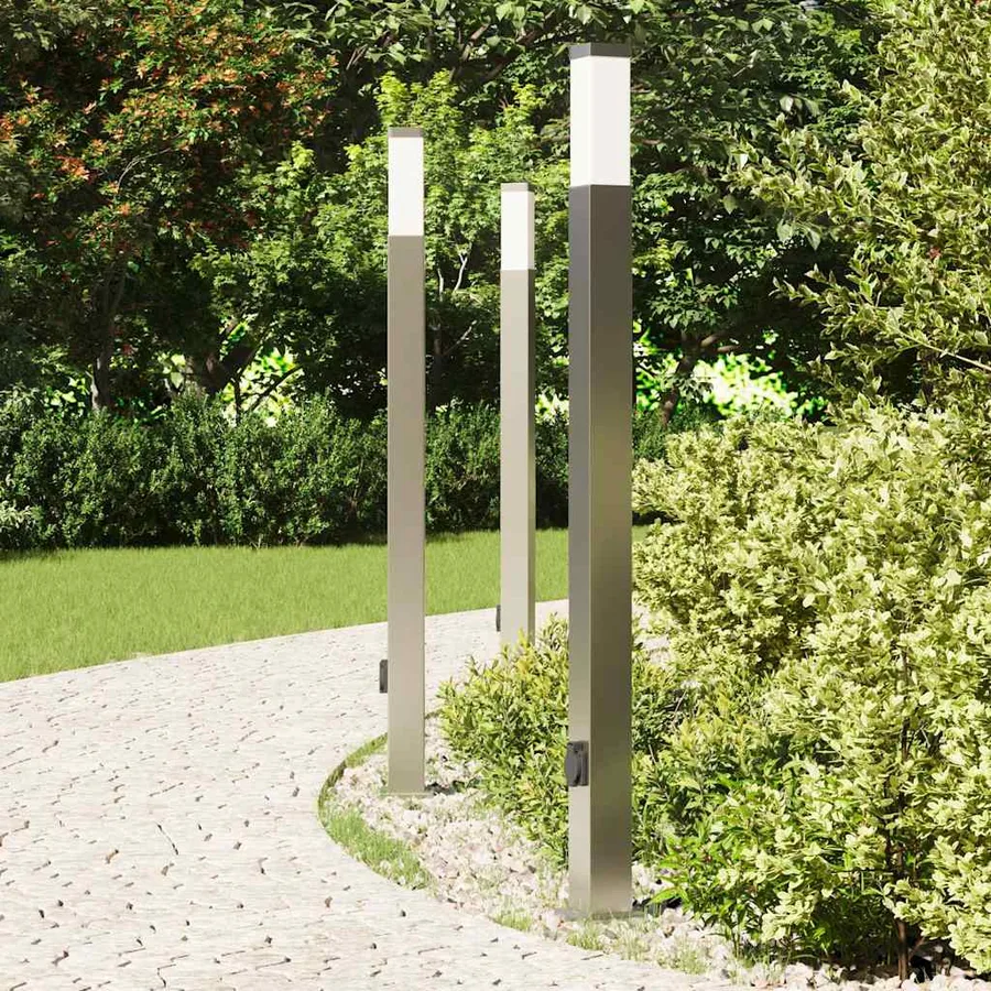 Bornes lumineuses avec sortie lot de 3 110 cm acier inoxydable IP44 - 3