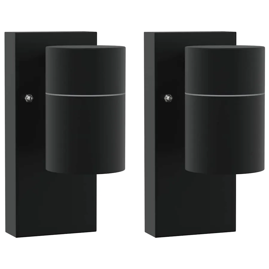 Applique Murale Extérieure 2 pcs Noir 6,5 x 10,5 x 16 cm - 2