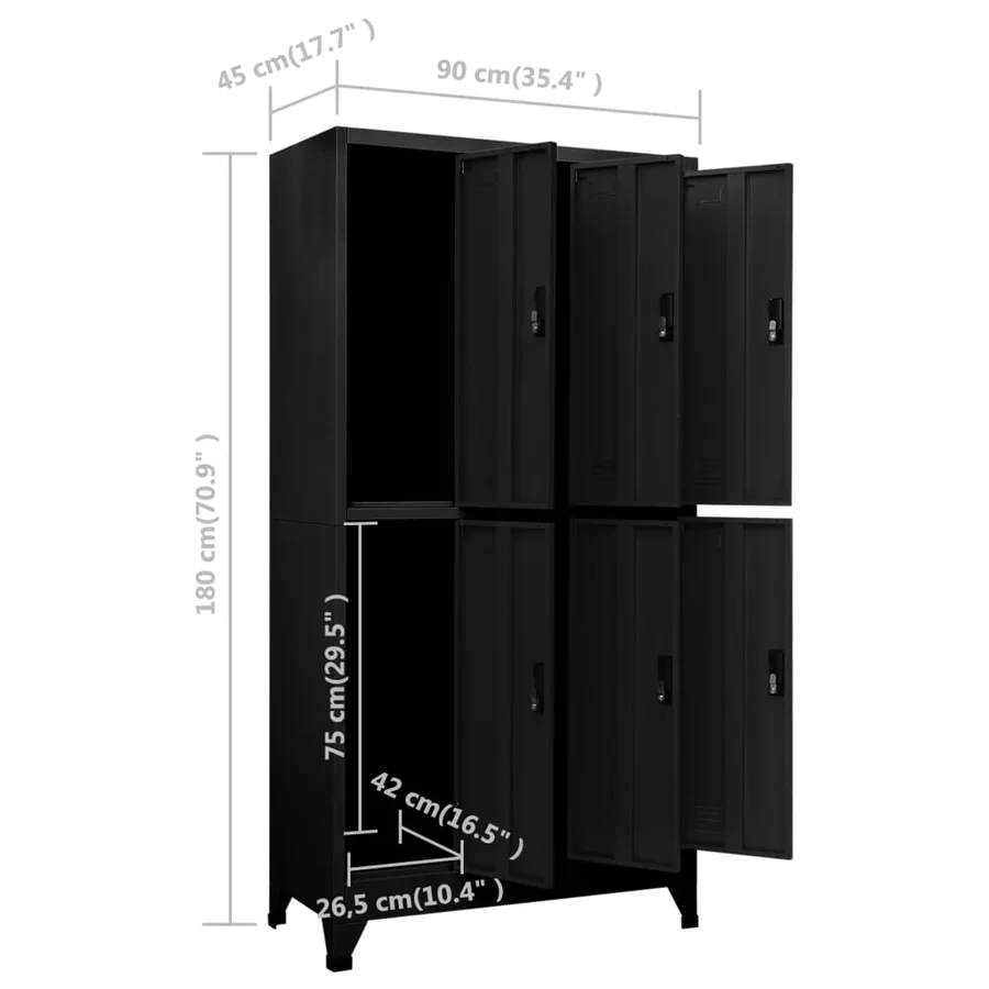Armoire à casiers Noir 90x45x180 cm Acier - 8