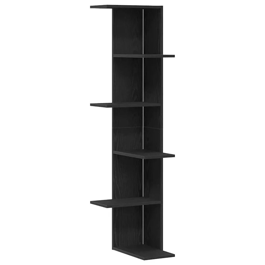 Étagère d'angle murale Chêne noir 36.5 x 36.5 x 140 cm - 2