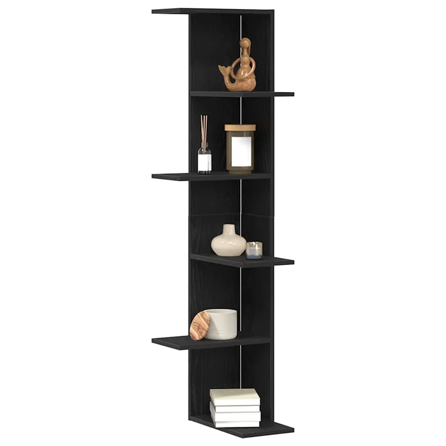 Étagère d'angle murale Chêne noir 36.5 x 36.5 x 140 cm - 3