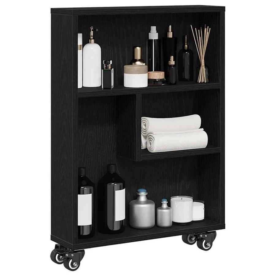 Chariot de Rangement Étroit Chêne noir 48 x 13 x 68 cm - 3
