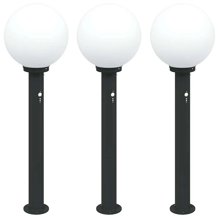 Bornes lumineuses avec détecteur lot de 3 80 cm noir IP44 - 2
