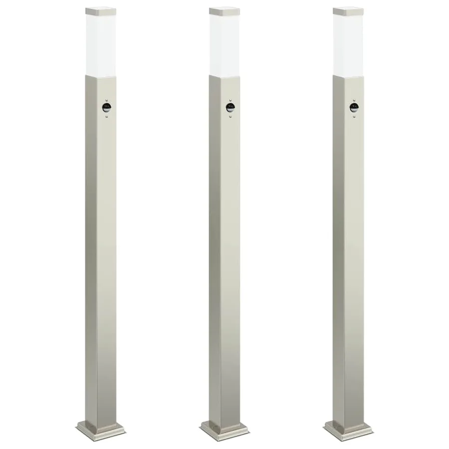 Bornes lumineuses avec détecteur lot de 3 110 cm acier inoxydable IP44 - 2