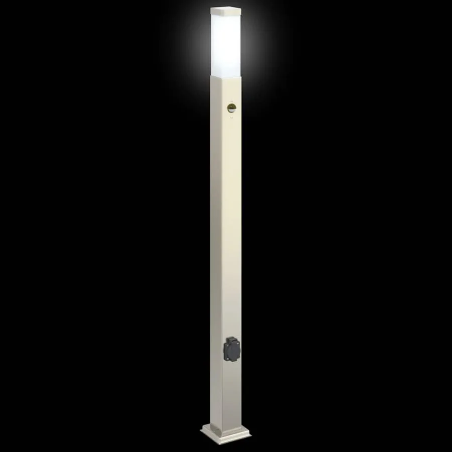 Bornes lumineuses avec détecteur et prise lot de 3 110 cm acier inoxydable IP44 - 5