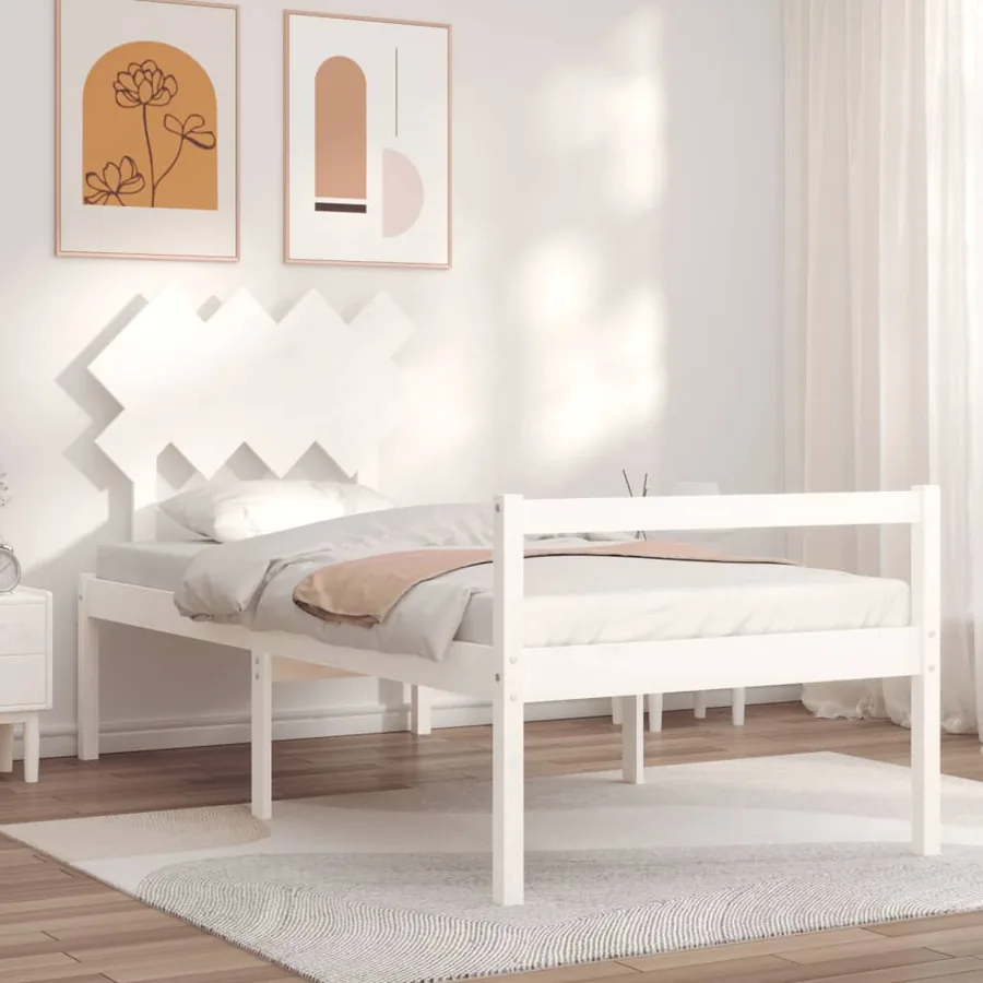 Lit pour personne âgée sans matelas blanc bois massif