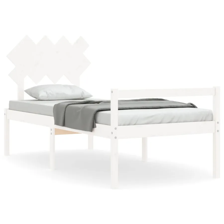 Lit pour personne âgée sans matelas blanc bois massif - 2