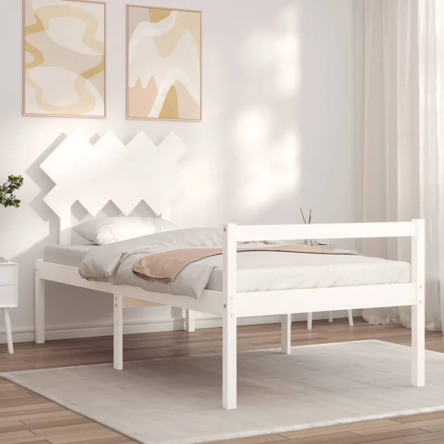 Lit pour personne âgée sans matelas blanc bois massif - 3