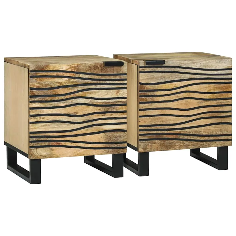 Table de chevet 2 pcs Naturel 40 x 33 x 46 cm Bois d'ingénierie