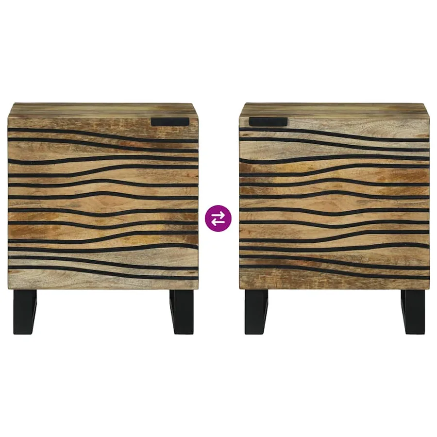 Table de chevet 2 pcs Naturel 40 x 33 x 46 cm Bois d'ingénierie - 10