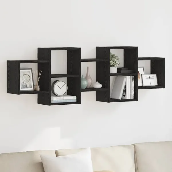 Étagère murale en chêne noir 129 x 18 x 42 cm bois d'ingénierie