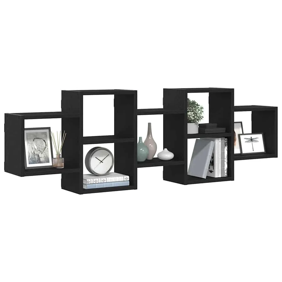 Étagère murale en chêne noir 129 x 18 x 42 cm bois d'ingénierie - 4