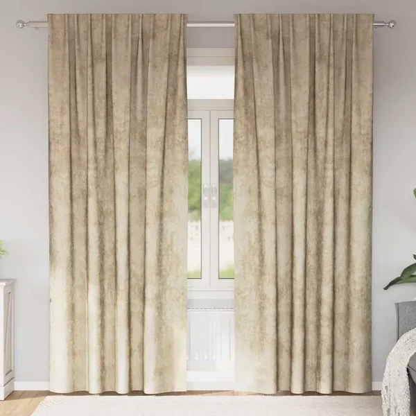 Rideaux en velours 2 pcs Crème 245 x 140 cm Velours