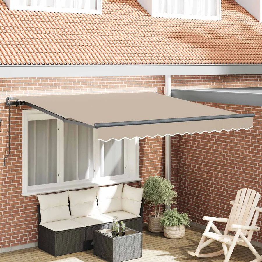 Auvent rétractable Beige 350 x 250 cm Polyester et Aluminium