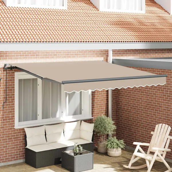 Auvent rétractable Beige 350 x 250 cm Polyester et Aluminium
