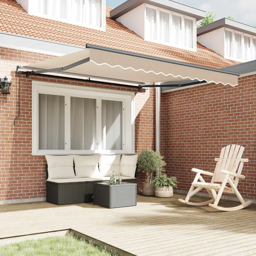 Auvent rétractable Beige 350 x 250 cm Polyester et Aluminium - 3
