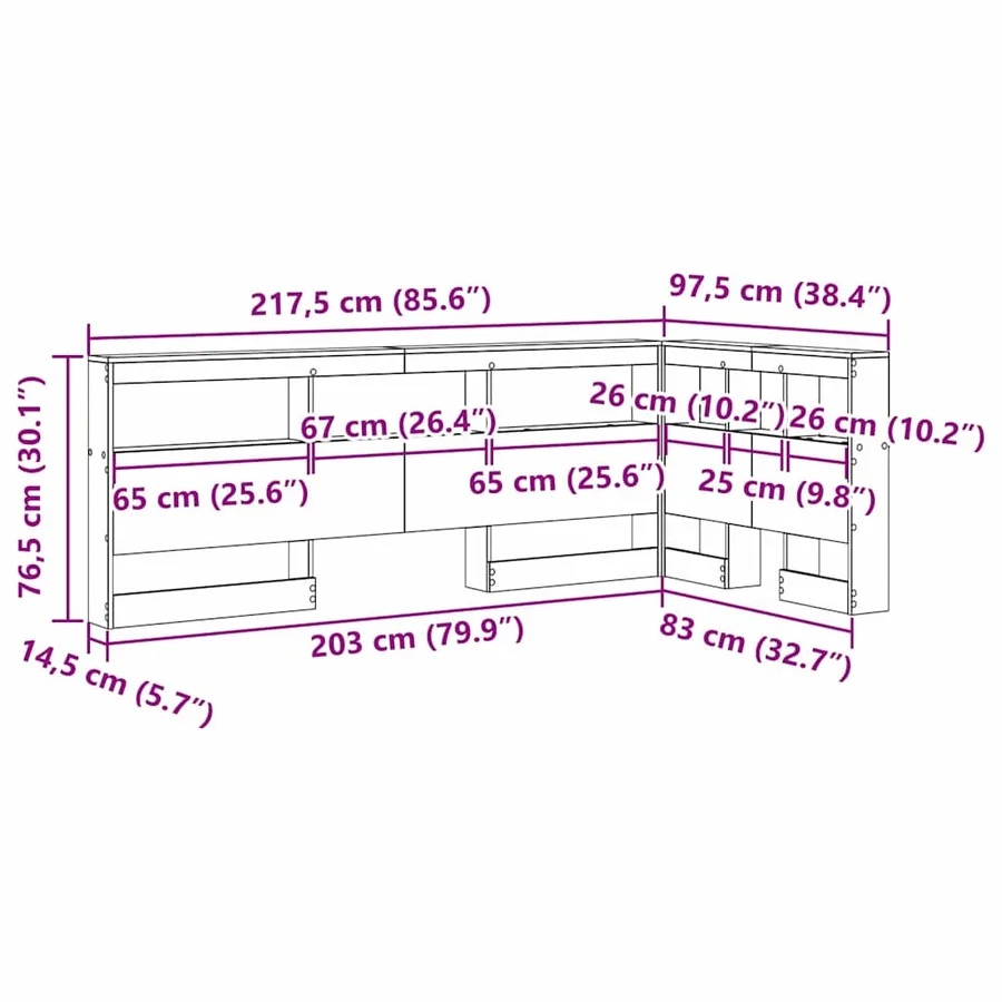 Tête de lit de rangement Chêne noir 80 cm Bois d'ingénierie - 12