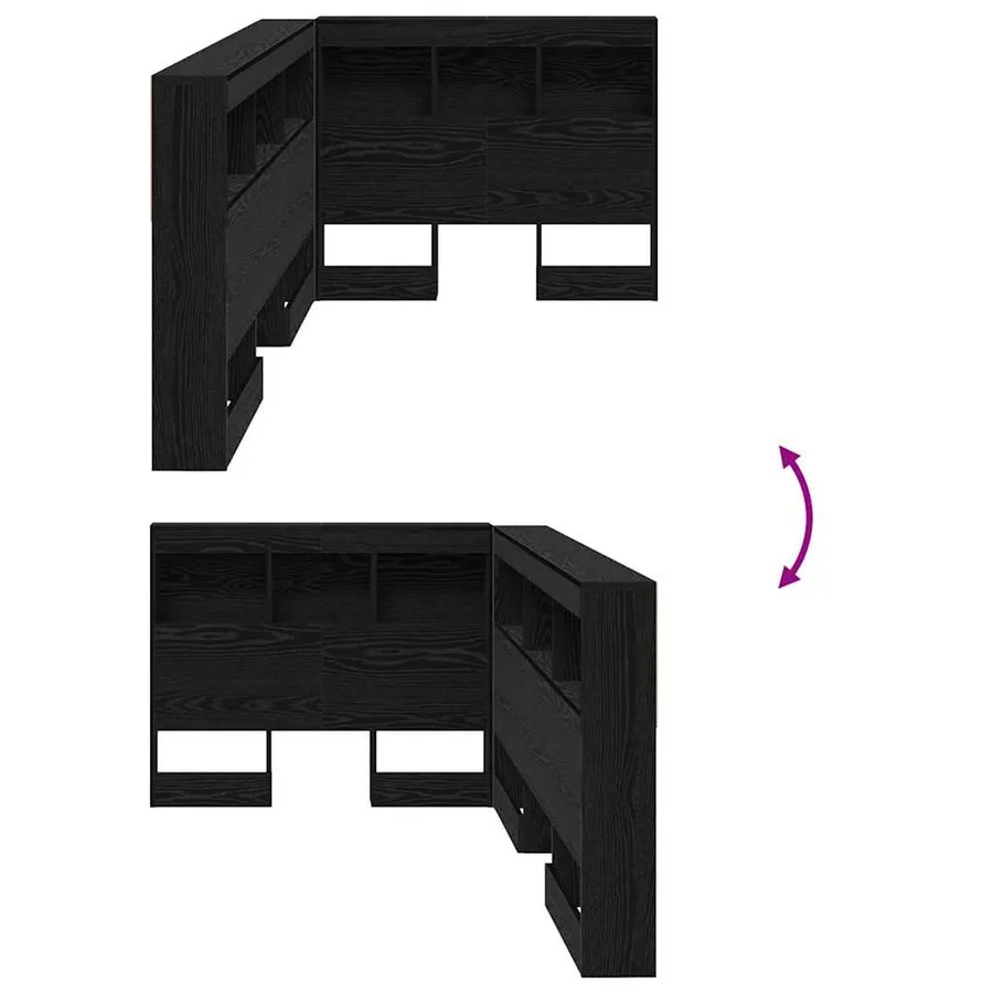 Tête de lit de rangement Chêne noir 80 cm Bois d'ingénierie - 8