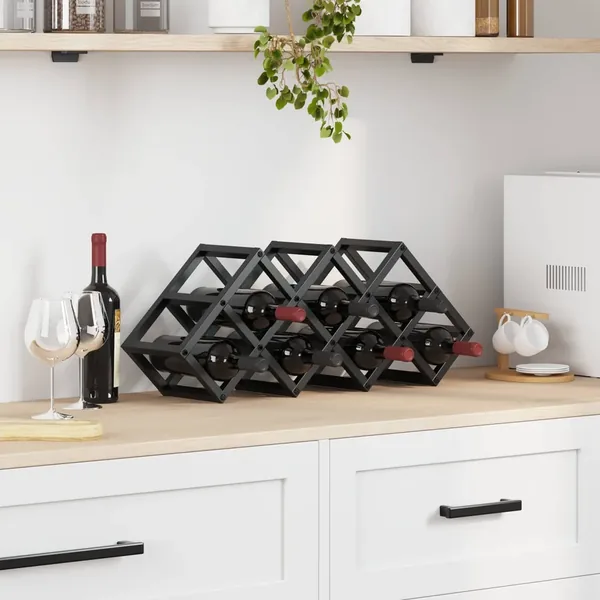 Étagère à vin Chêne noir 63 x 16,5 x 25 cm
