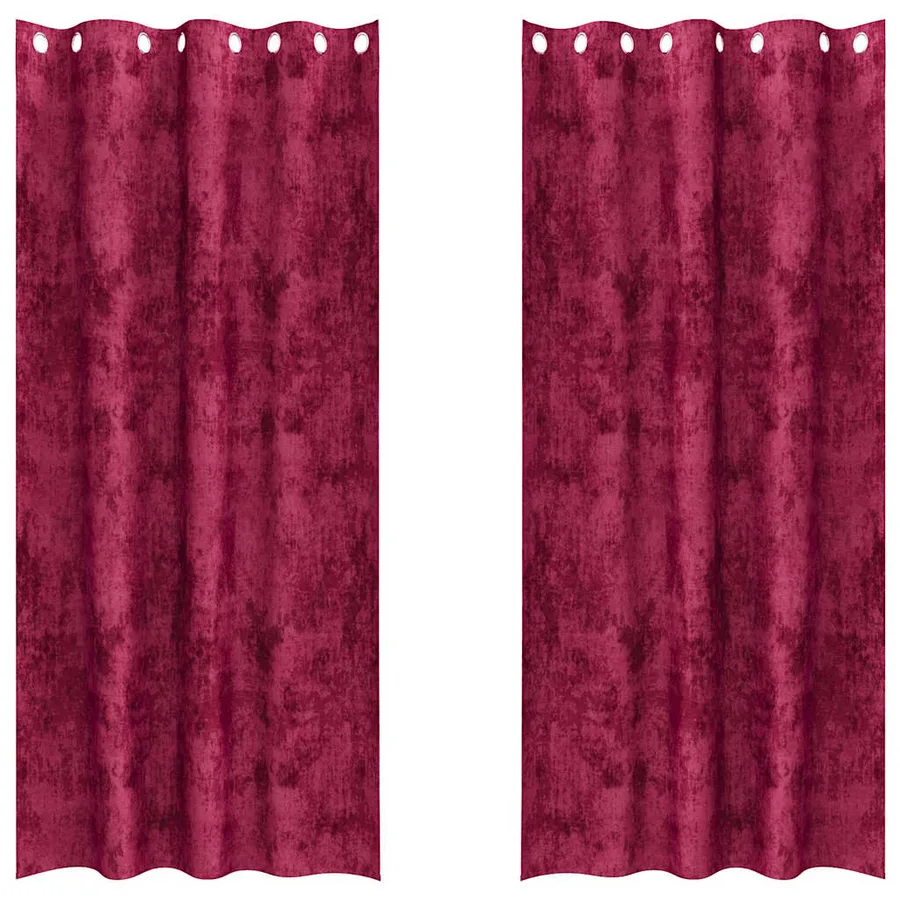 Rideaux en velours 2 pcs Rouge bordeaux 245 x 140 cm Velours - 2