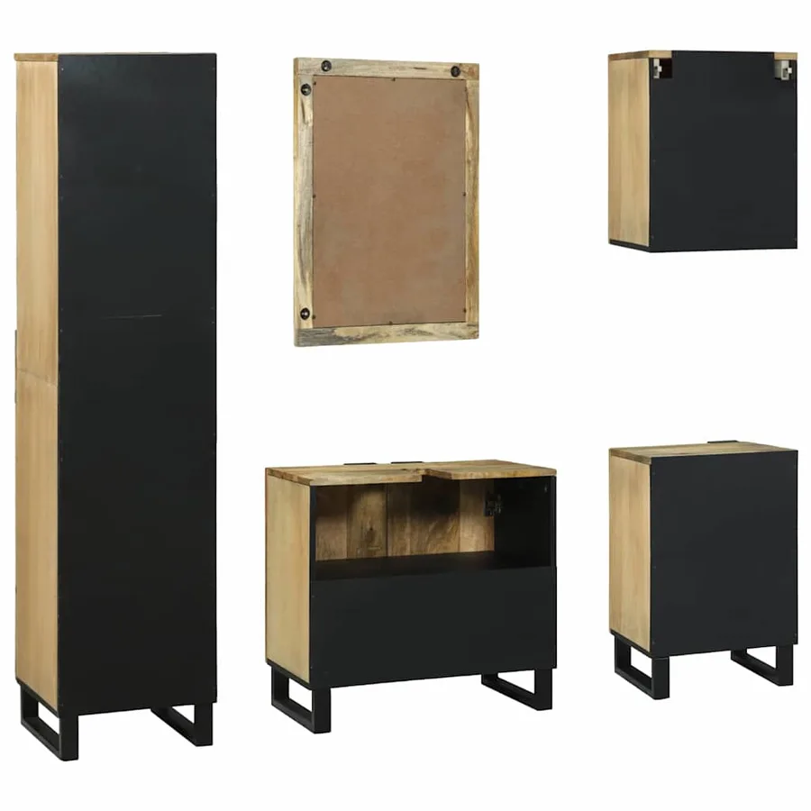 Ensemble de mobilier de salle de bain avec tiroir 5 pcs Marron - 9