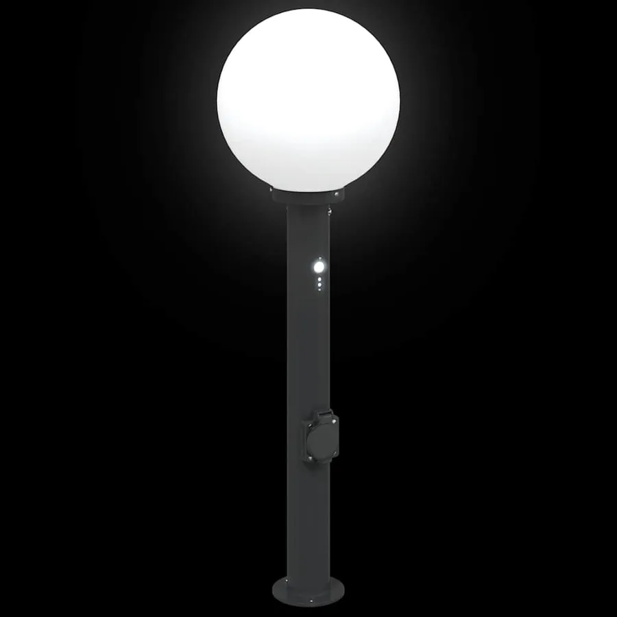 Borne lumineuse avec capteur et prise 80 cm Noir IP44 - 6