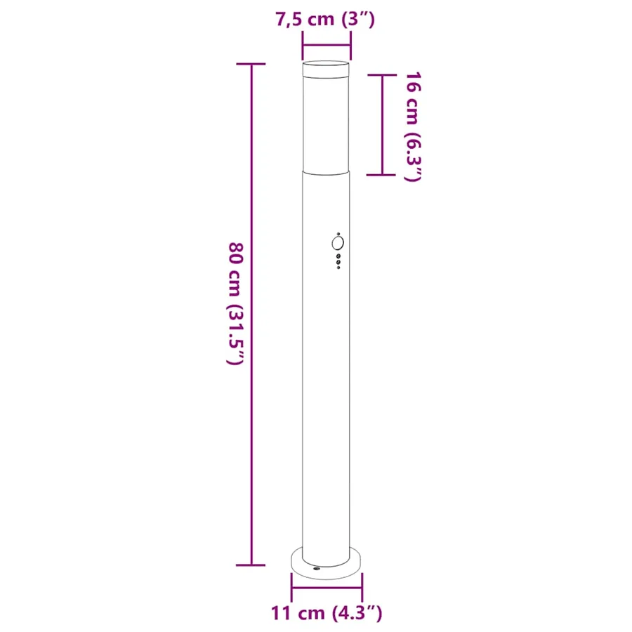 Bornes lumineuses avec détecteur lot de 3 80 cm acier inoxydable IP44 - 10