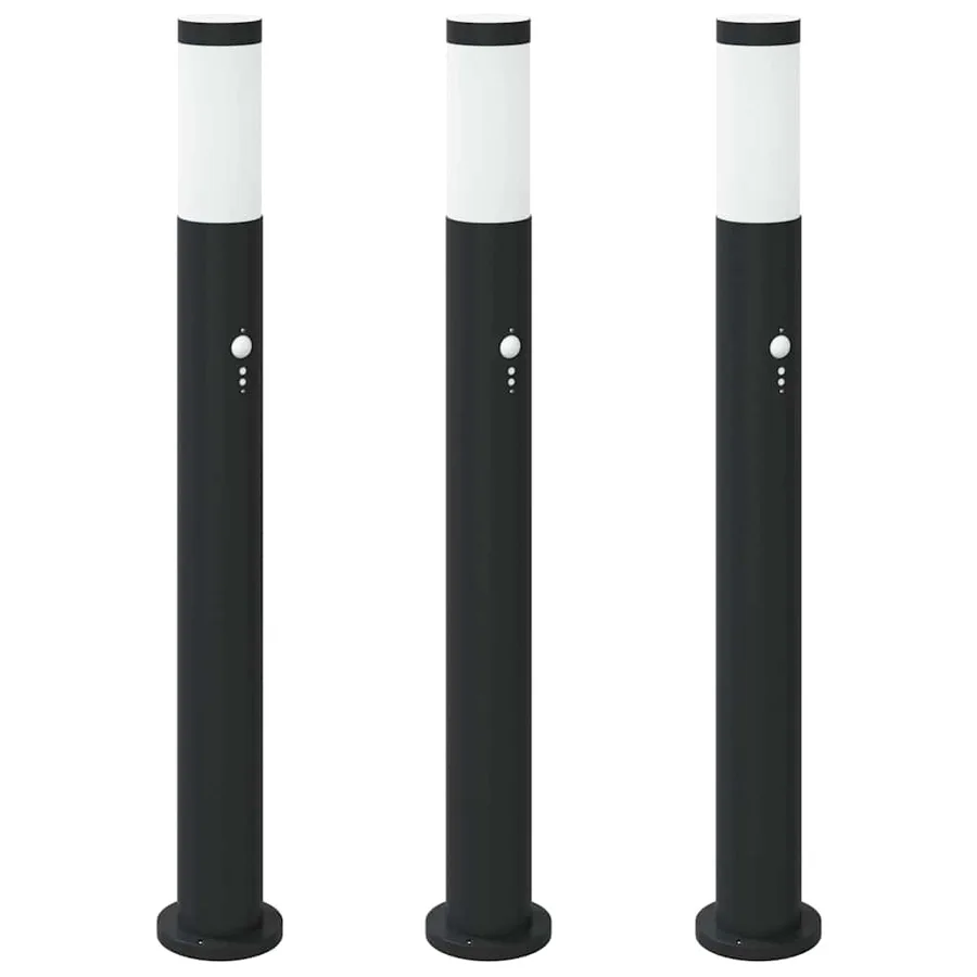 Bornes lumineuses avec détecteur lot de 3 80 cm acier inoxydable IP44 - 2