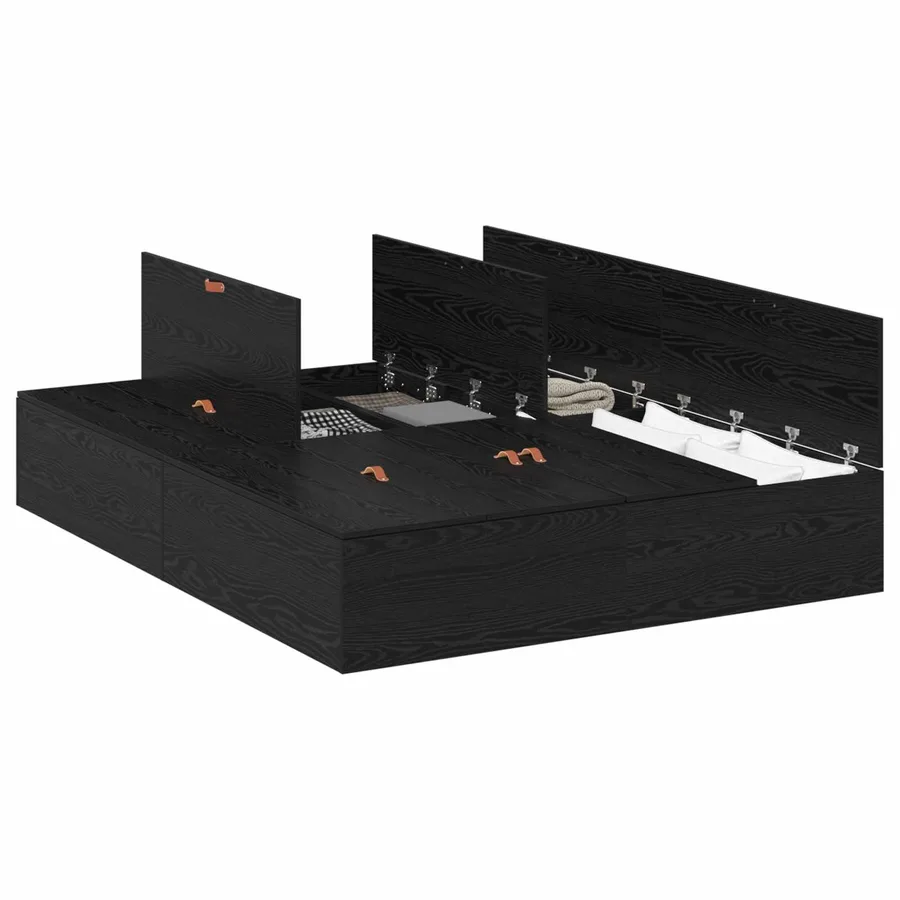 Cadre de lit avec rangement Chêne noir 150 x 200 cm - 2