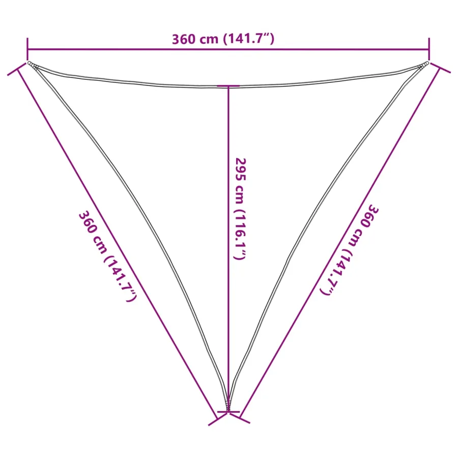 Voile d'ombrage PEHD Triangulaire 3,6 x 3,6 x 3,6 m Blanc - 10
