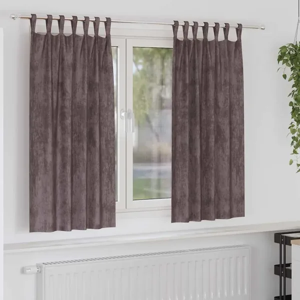 Rideaux en velours 2 pcs Marron 175 x 140 cm Velours