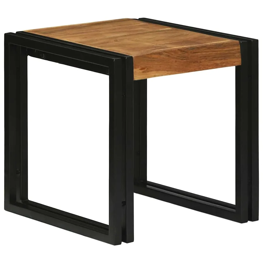 Table Gigogne 3 pcs Bois d'acacia massif et métal - 2