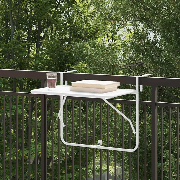 Table Suspendue de Balcon Blanc 60 x 39 x 65 cm Acier