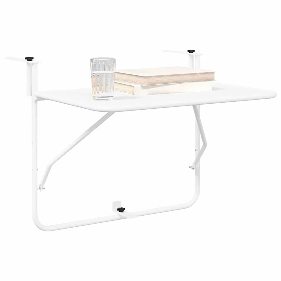 Table Suspendue de Balcon Blanc 60 x 39 x 65 cm Acier - 3
