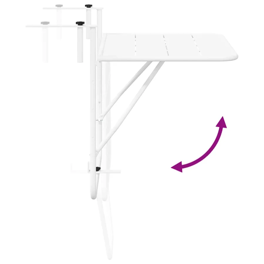 Table Suspendue de Balcon Blanc 60 x 39 x 65 cm Acier - 8