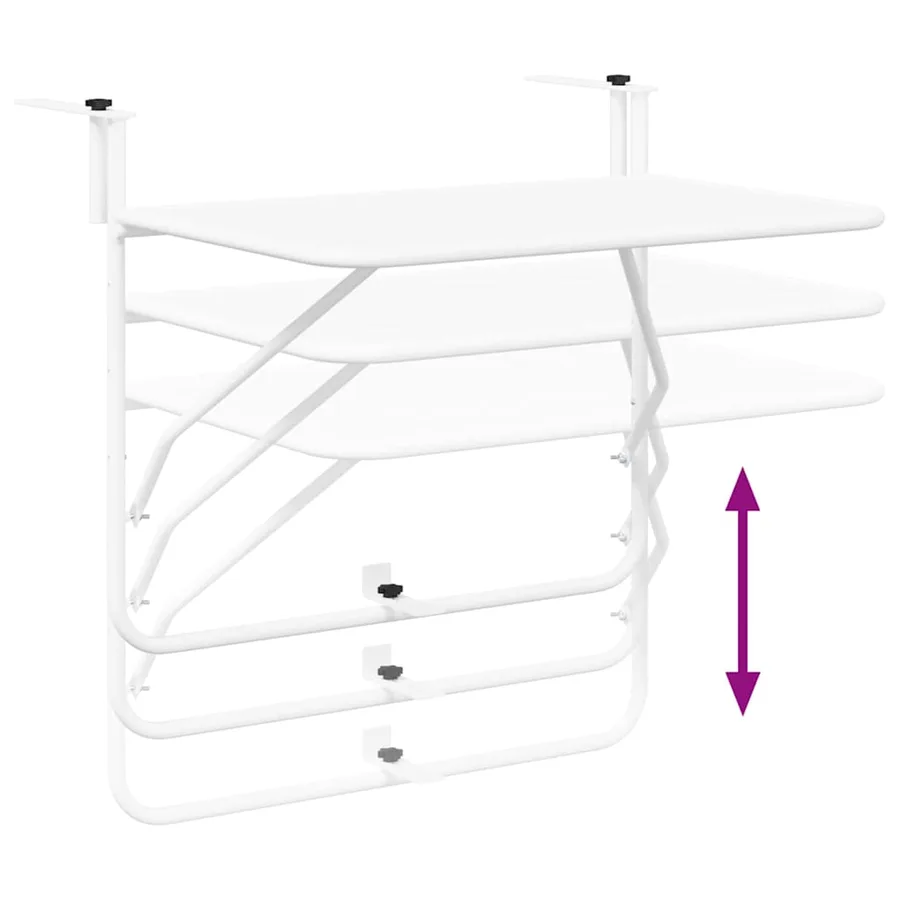 Table Suspendue de Balcon Blanc 60 x 39 x 65 cm Acier - 9