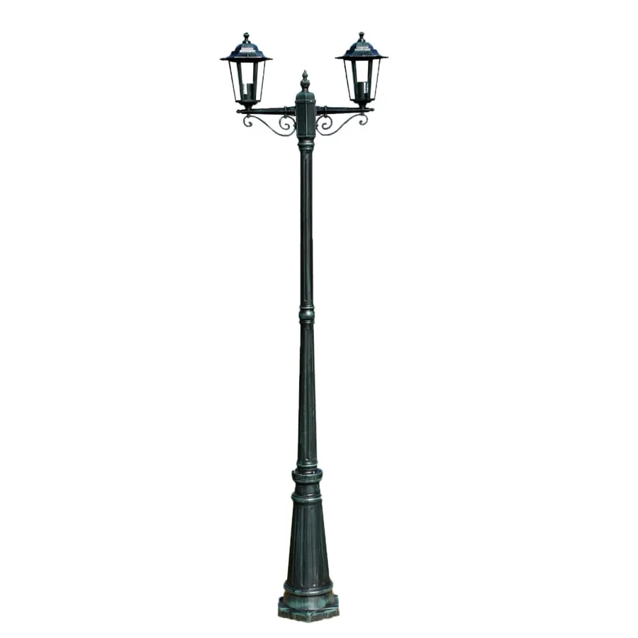Lampadaire de jardin 2 bras 215 cm Vert foncé/Noir Aluminium - 2