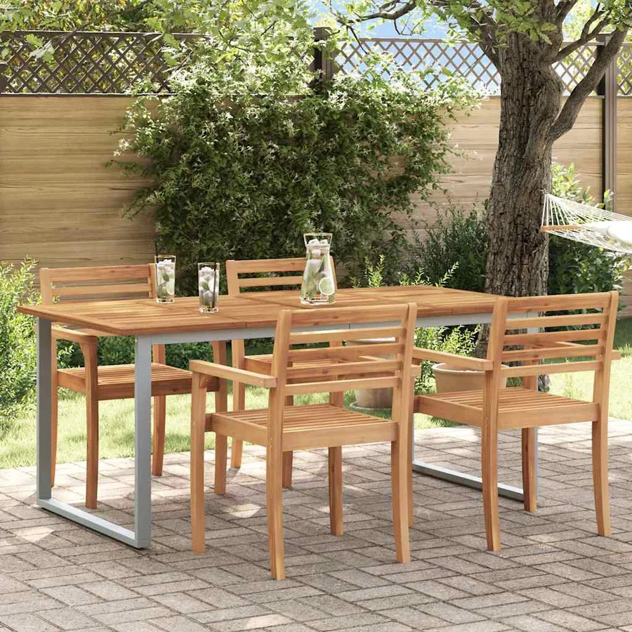 Table de Jardin Gris 180 x 90 x 75 cm Bois d'Acacia Massif