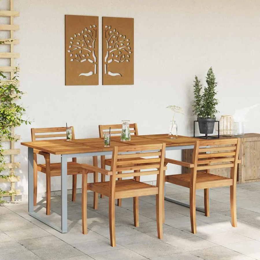 Table de Jardin Gris 180 x 90 x 75 cm Bois d'Acacia Massif - 4