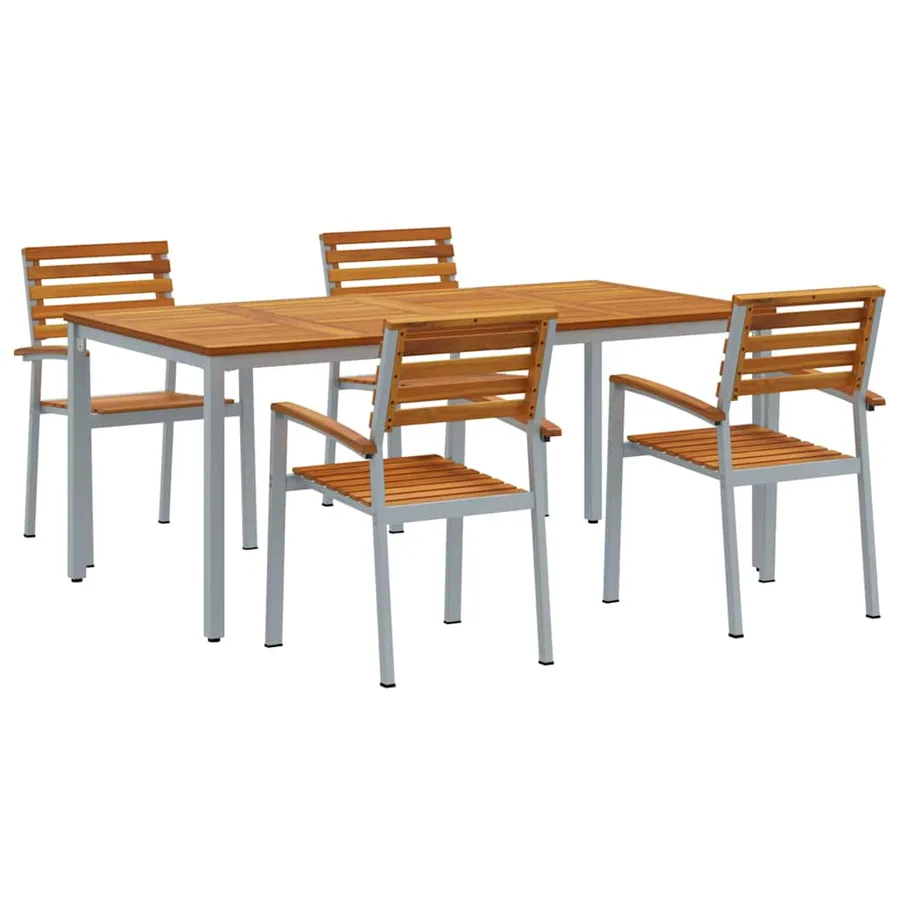 Ensemble de salle à manger pour jardin 5 pcs Gris - 2