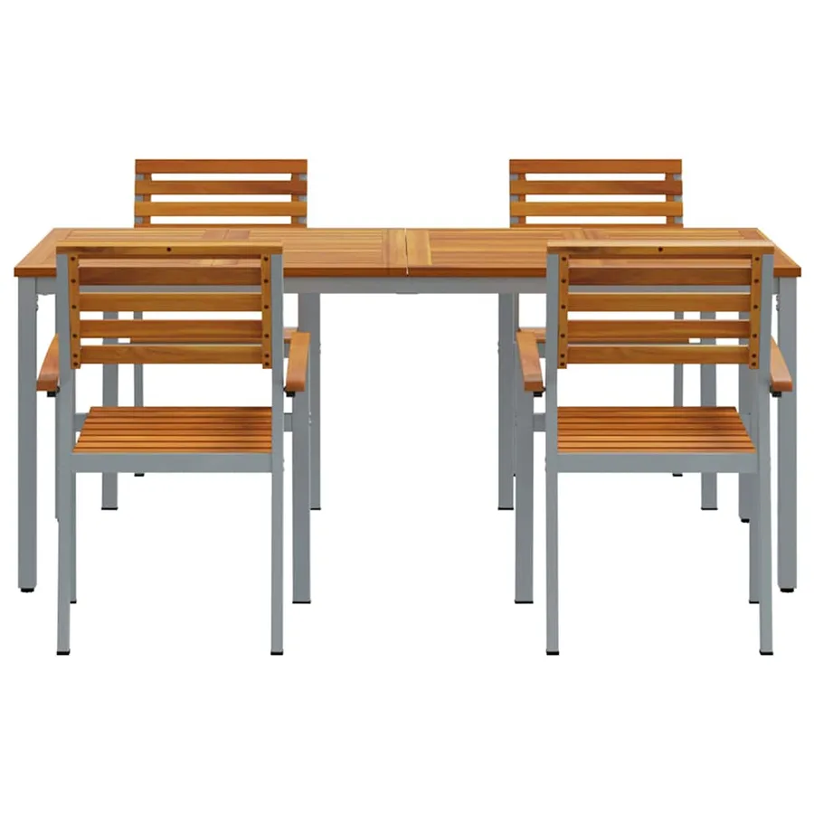 Ensemble de salle à manger pour jardin 5 pcs Gris - 7