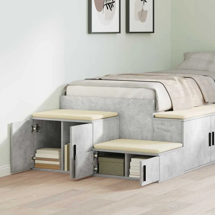 Armoire de rangement 2 pcs Gris béton 127 x 41 x 40 cm - 4