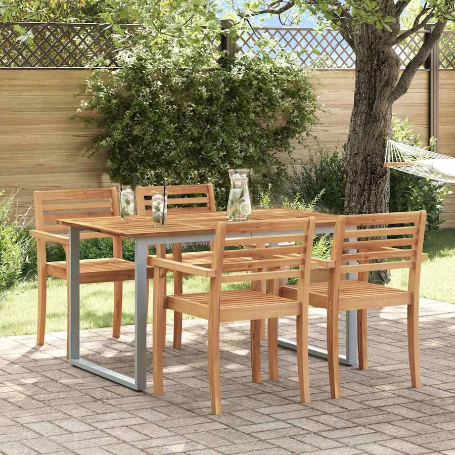 Table de Jardin Gris 140 x 80 x 75 cm Bois d'Acacia Massif