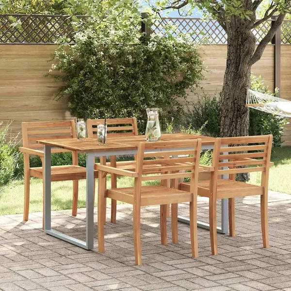 Table de Jardin Gris 140 x 80 x 75 cm Bois d'Acacia Massif