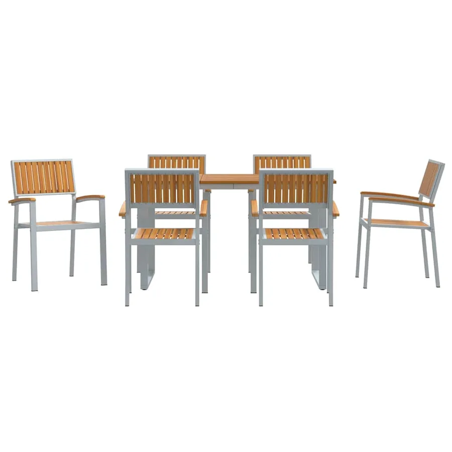 Ensemble de salle à manger pour jardin 7 pcs Gris - 7