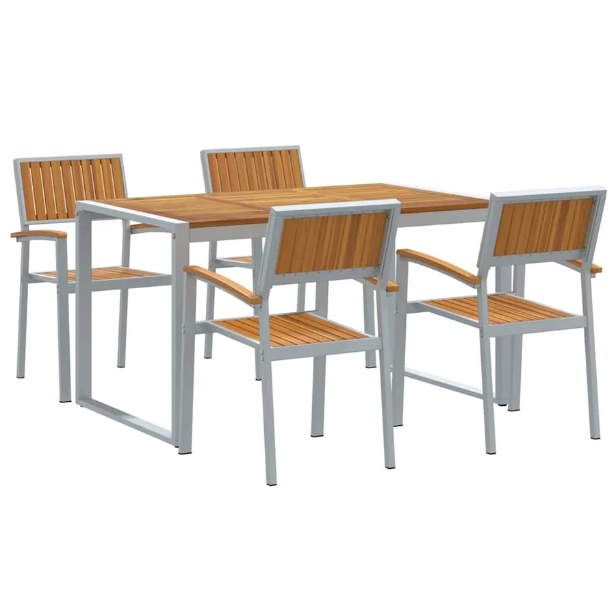 Ensemble de salle à manger pour jardin 5 pcs Gris - 2