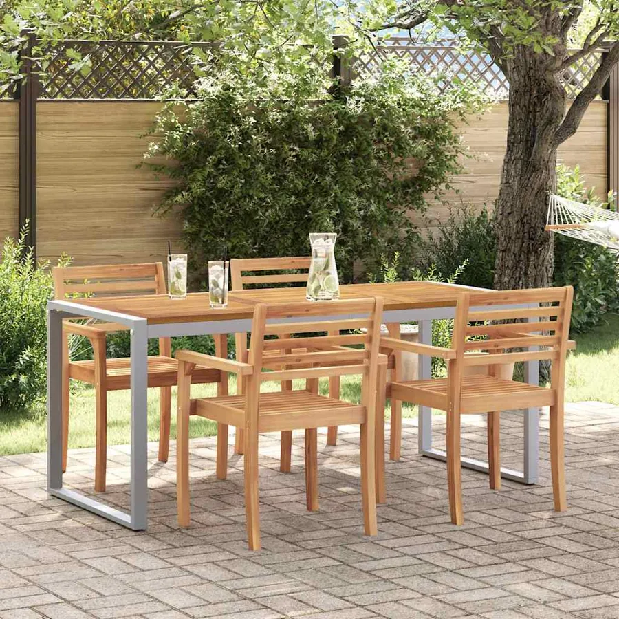 Table de Jardin Gris 180 x 90 x 75 cm Bois d'Acacia Massif