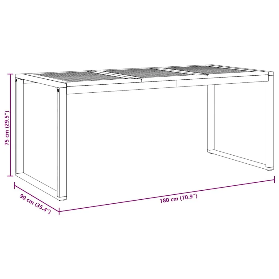 Table de Jardin Gris 180 x 90 x 75 cm Bois d'Acacia Massif - 10